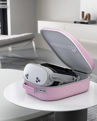 Aubika Carrying Case for Meta Quest 3S/Quest 3/Oculus Quest 2/Pico 4/Quest Pro/Vision Pro, Compatible with Elite/Battery Headset Strap Accessories, Hard Travel Case (Pink) thumbnail 2