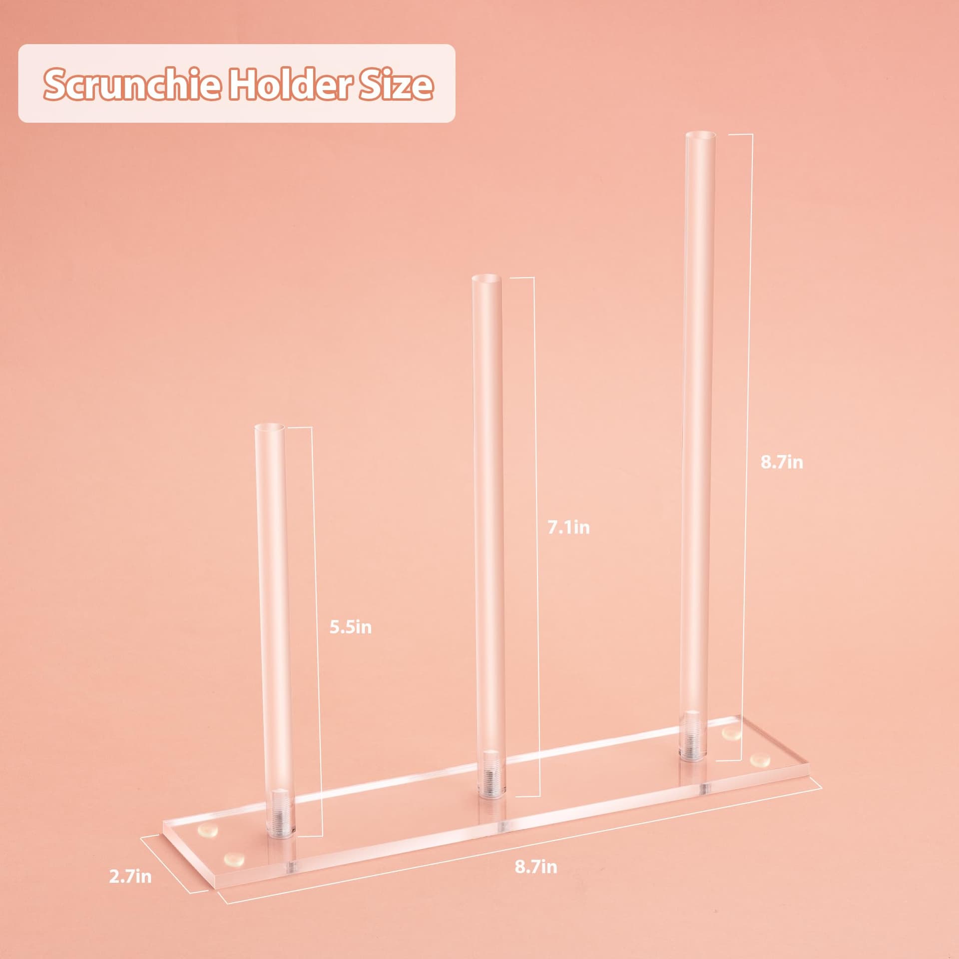 SMUK 3-Tiers Acrylic Scrunchie Holder Stand, Clear Hair Tie Organizer Storage for Women Teen Girls Gifts Scrunchy Hair Accessories Organizer thumbnail 6