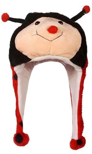 Timiot Cute Plush Animal Character Winter Hat Fun Ski Cap with Detailed Animal Face Long Ear Straps with Pom Pom Ends - Image 1