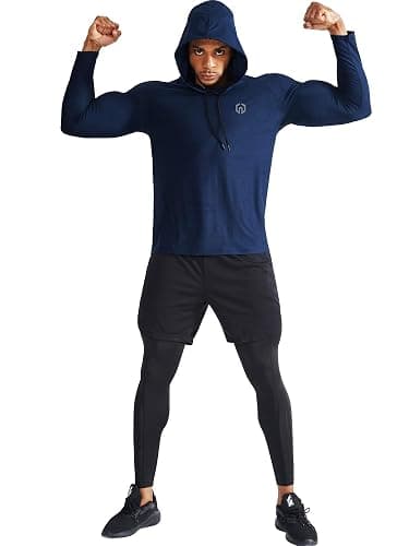 NELEUS Men's Dry Fit Athletic Shirt Workout Running Long Sleeve Shirts with Hoods thumbnail 6