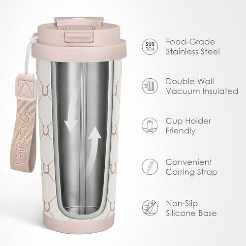 SANDJEST Horse Tumbler - Stainless Steel 2-in-1 Lid Coffee Tumbler 18 oz, Insulated Travel Mug Gift for Horse Lovers Women Girl, Birthday Christmas thumbnail 3