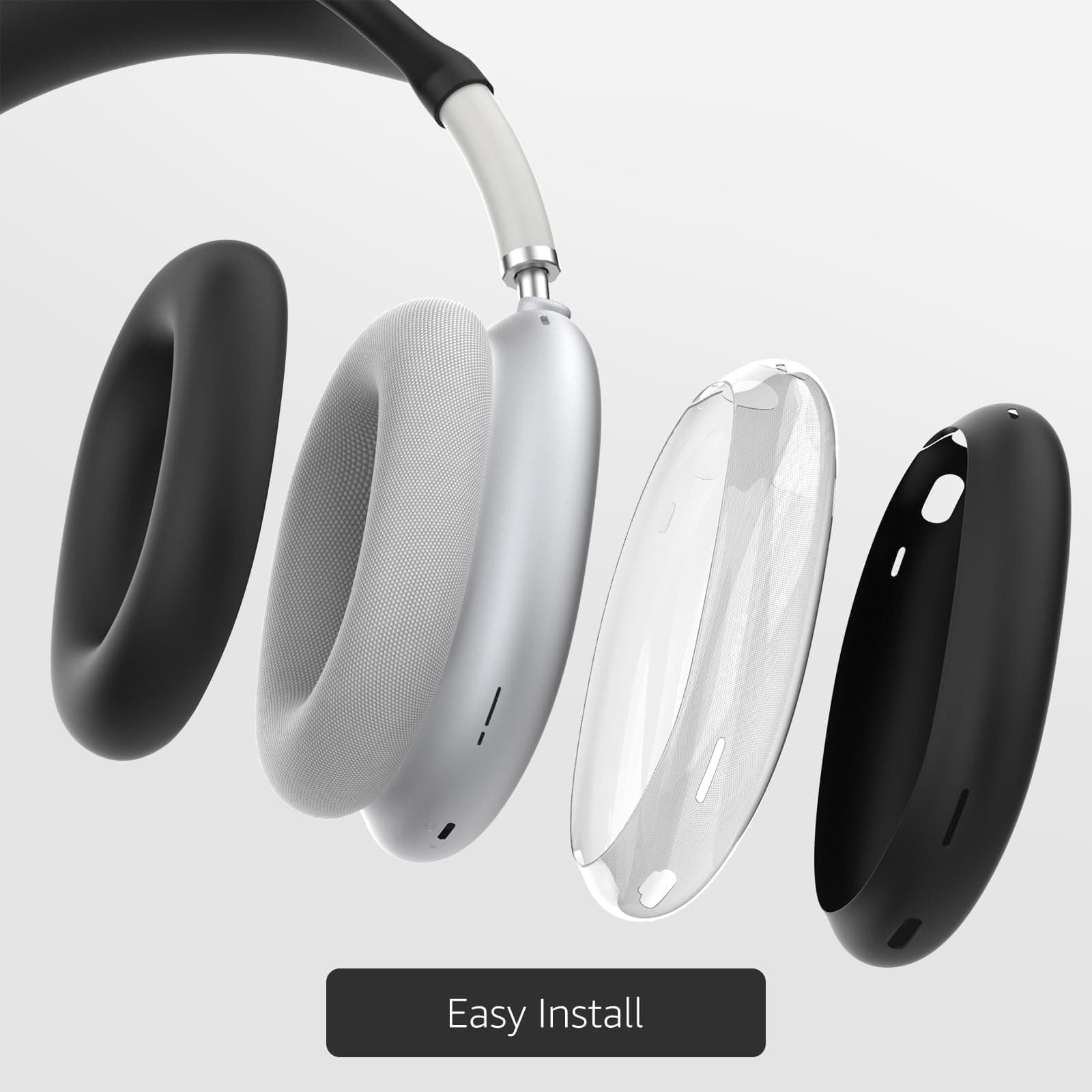 Silicone Case for AirPods Max (2024/2020), Clear Soft TPU Ear Cup, Ear Pad Protector, Headband Cover for AirPods Max (USB-C / Flash), Transparent Accessories for Apple, Midnight thumbnail 5