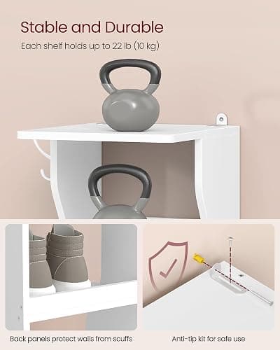 VASAGLE Slim Shoe Rack, Narrow Shoe Storage Organiser, 9-Tier Shoe Stand, for Small Spaces, Hallway, Cloakroom, Matte White LBS210WB01 thumbnail 7