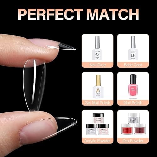 AILLSA Short Oval Round Nails 504PCS Clear Gel Nails Tips Press on False Soft Nails Tip Full Cover Fake Gelly Nails Tips for Nail Extension DIY Home Salon Gift, 10 Sizes Preshaped Nail Tips thumbnail 6