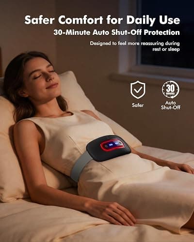 Portable Cordless Menstrual Heating Pad with 4 Heat Levels and 4 Massage Modes,Electric, Fast Large Heating Belly Wrap Belt (Black) thumbnail 8