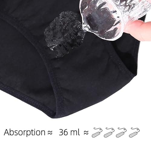 Bhyzdi Women's Period Panties with 4 Layers of Leakproof Protection Heavy Flow Mid Waist Menstrual Cotton Briefs 5 Pack thumbnail 6