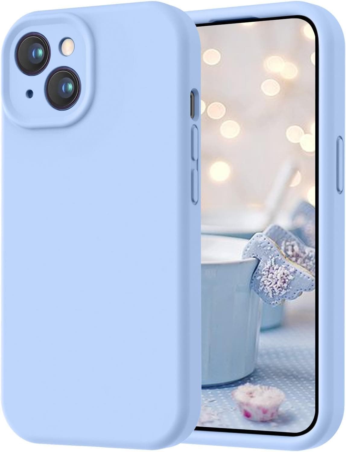 ROUMAYMAY Case for iPhone 14 Plus, Liquid Silicone Military Shockproof Upgraded [Camera Protection], Soft Fine Smooth Microfibre Lining Anti-Scratch Full Body Phone Case for iPhone 14 Plus Blue - Image 1