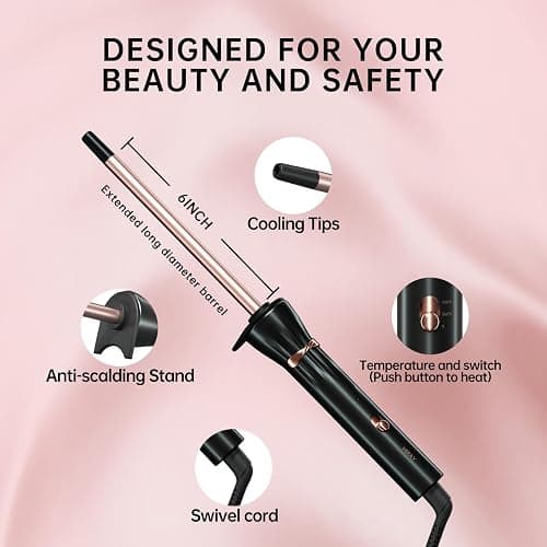HIRAY 3/8 Inch Curling Iron,9mm Tiny Curling Wand,Ceramic Small Barrel Curling Iron with Adjustable Temperature,Fast Heating,for Short & Long Hair thumbnail 6