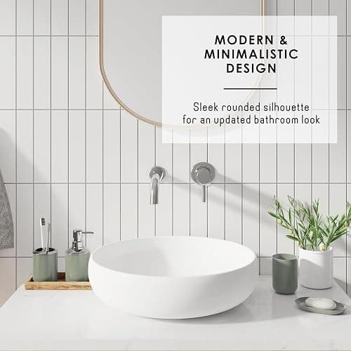Clara Clark Bathroom Set - Sage Green Bathroom Accessories Set, 20PC Bathroom Accessory Set, Shower Curtain Set with Liner, Toothbrush Holder, Soap Dispenser, Soap Dish, and Toilet Brush Holder thumbnail 5