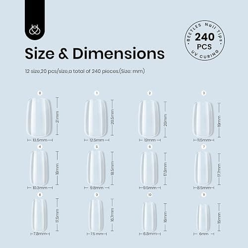 Beetles Gel Nail Kit Easy Nail Extension Set, 240pcs Soft Short Square Nail Tips with 5-in-1 Nail Glue Base Gel and Led Lamp Acrylic Nail Tips Fake Nails Art Home Gelly Tips Beauty Gift Set thumbnail 2