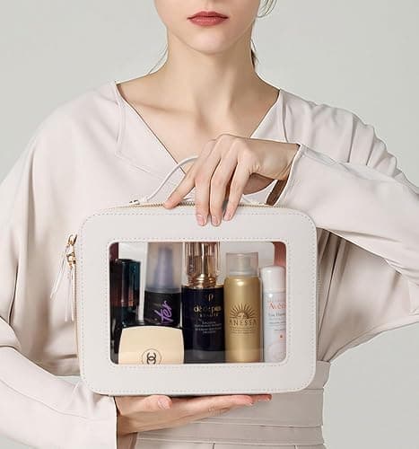 LETGO Clear Makeup Bags, TSA Approved Toiletry Bag with Zipper, Clear Makeup Organizer Large Fit Carry-on Travel Essentials,Clear Cosmetic Bags for Women Men (Large-White) (YunGoGo) thumbnail 2