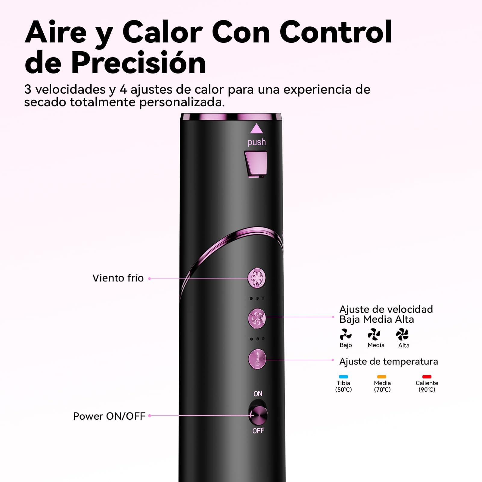 Secador de Cabello alta Velocidad 7 en 1 Kit Profesional, 120000rpm Boquillas + Cepillo + Rizador de Pelo, Tecnología Iónica Secadora de Pelo para Rizar, Voluminizar y Alisar, Oro thumbnail 8