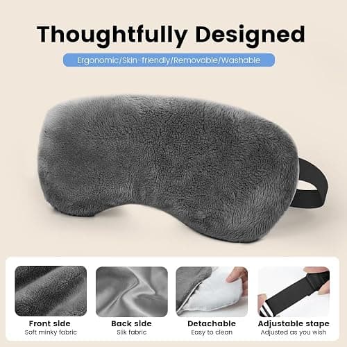 Microwave Heated Eye Mask, Steam Warm Compress for Dry Eyes, Work with Relieve, Blepharitis & Stye Treatment (Gray) thumbnail 4