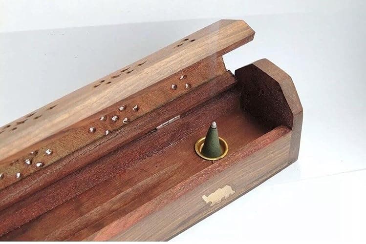 Bless-International Traditional-Handmade-Burner Wooden-Coffin-Incense-Stick-Holder Ash-Catcher-Stand (Wooden Coffin) thumbnail 6