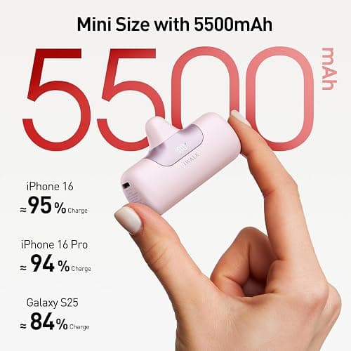 iWALK Portable Charger 5500mAh Next-Gen Small Power Bank 22.5W Fast Charging Battery USB-C Portable Phone Charger for iPhone 17/16/15 17 Plus 17 Pro Max iPad, Samsung Galaxy S25 S24 S23 Android, Pink thumbnail 2
