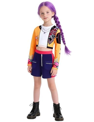 ZIW Demon Costume Kids Hunters Cosplay Girls 3-12Y Pop Singers Stage Role Play Outfit Toddler Halloween Costumes thumbnail 2