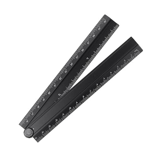 HARFINGTON Folding Straight Ruler 30cm Metric Aluminum Alloy Protractor Foldable Angle Ruler Geometric Measuring Tool with Angle Line for Architects Artists Designers Classroom Office, Black thumbnail 3