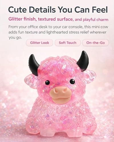 Glitter Highland Cow Squishies Fidget Toy, Soft Slow Rising Stress Relief Ball, Cute Sensory Squeeze Toy for Adults & Kids, Anxiety Relief Desk Decor, Easter Basket Stuffer for Cow Lovers (Blue) thumbnail 6