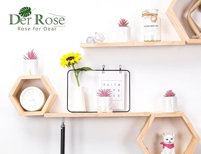 Der Rose 4 Packs Fake Succulents Plants Artificial Indoor for Pink Room Bathroom Decor Office Desk Accessories for Women thumbnail 4