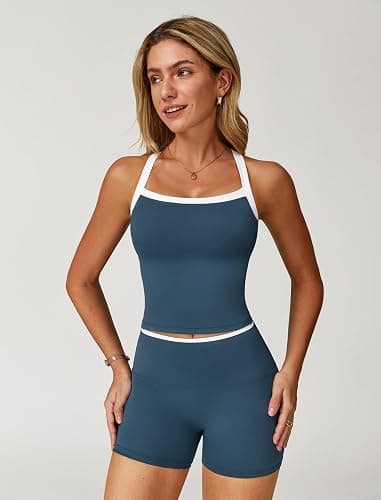 ABOCIW Workout Sets for Women 2 Piece Padded Sports Bra Tank High Waist Booty Gym Shorts Active Yoga Outfits thumbnail 3