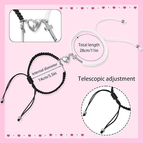 Tondiamo Couple Gift Bracelet Matching Bracelet Black White Cross Bracelet Adjustable Bracelet Favor Greeting Card for Anniversary Valentine‘s Day Lover Boyfriend Girlfriend Husband Wife thumbnail 6