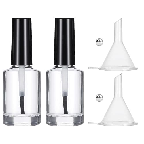 Qulkws 2 Pcs Empty Fingernail Polish Bottles Empty Nail Polish Bottles with Brush 15ML Glass Bottle with Cap Funnel Mixing Balls Clear Nail Polishes Containers for Nails Art Samples - Image 1