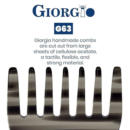 Giorgio G63 Graphite Detangling Comb for Women - Wide Tooth, Pocket and Travel Size for Thick Hair, Wet or Dry Everyday hair care. Handmade, Saw-Cut, and Polished Wide Tooth comb for women. thumbnail 5