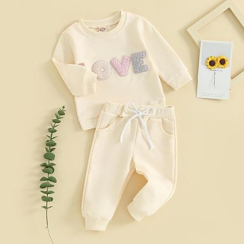 2Pcs Set Infant Baby Girl Fall Clothes Daddys Girl Long Sleeve Crewneck Sweatshirt+Joggers Pants Winter Outfit Set thumbnail 2