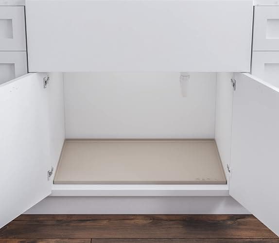 BASIN - Under Sink Mats for Kitchen Waterproof - The Original Silicone Under Sink Liner Drip Tray - Designed in USA - Sink Cabinet Protector for Water Drips, Leaks, Spills - 28"x22" Taupe - Image 1