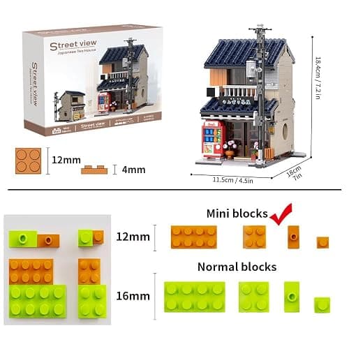 RAVAYO Japanese Tea House Mini Building Set with LED - Japanese Street View Simulation Architecture Construction Toy,Mini Brick 1219pcs thumbnail 3