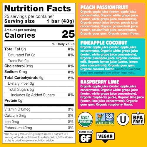 DeeBee's Organics SuperFruit Freezie Pops Variety Pack, No Added Sugars, No Artificial Flavors or Colors (Pack of 50) thumbnail 4