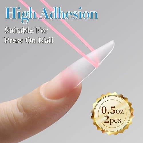 Double Rhythm 2 Pcs 0.5Oz Nail Glue Gel Set for False Acrylic Nail Tips and Press on Nails Gel Nail Polish Kit Nail Art Salon DIY Lamp Needed (Glue Clear) thumbnail 7