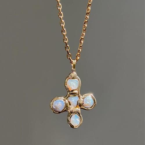 Colorful Cross Zircon Pendant Necklace, Dainty Gold Cross Pendant Necklace, Adjustable Chain Jewelry for Women thumbnail 3