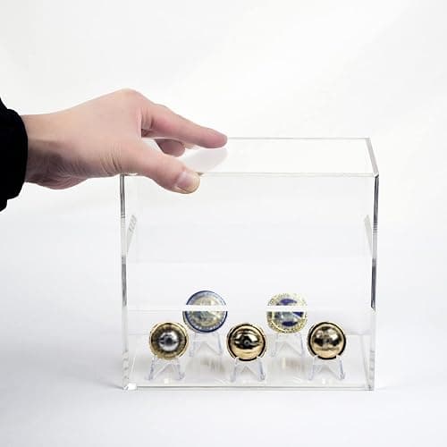 Kcgani 5 Ring Championship Ring Display Case, Clear Tournament Ring Holder Box, Acrylic Display Easel and Stand Holder for Multiple Rings Baseball Softball Football Cheer Leading Ring, Removable Door thumbnail 4