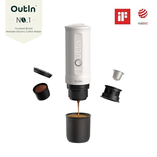 OutIn Nano Portable Electric Espresso Machine, Travel Coffee Maker for Camping, Car Coffee Maker Self-Heating with USB-C, With Ground Coffee & NS Capsule for RV, Hiking, Office thumbnail 2