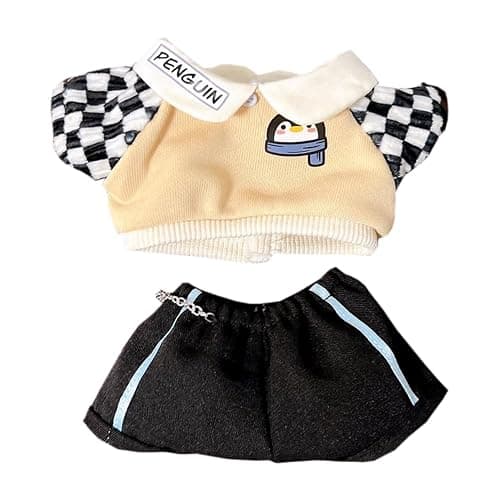 niannyyhouse 10cm 20cm Plush Doll Clothes Jacket Pants Penguin Tracksuit Suit Dolls Accessories Dress Up (Brown, 10cm) - Image 1
