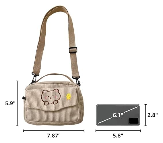 AWXZOM small cute Corduroy Crossbody bag min Kawaii Purse Crossbody Bag small Kawaii Wallet small Kawaii Crossbody Bag thumbnail 3