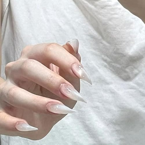 10 Pcs Handmade Press on Nails Short Curved Unique Stiletto Eagle Claw Acrylic Fake Nail with Dragon Claw Design Thickened Goth Nails Press Ons Full Cover Reusable Glue on Nail for Women（S） thumbnail 3