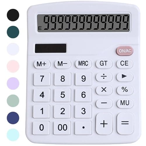Office Desk Calculator, Cute Calculator for Kids, Basic Calculators Desktop, Dual Power Simple Financial Calculator with Big Button Large Display for Office Home and School (White) - Image 1