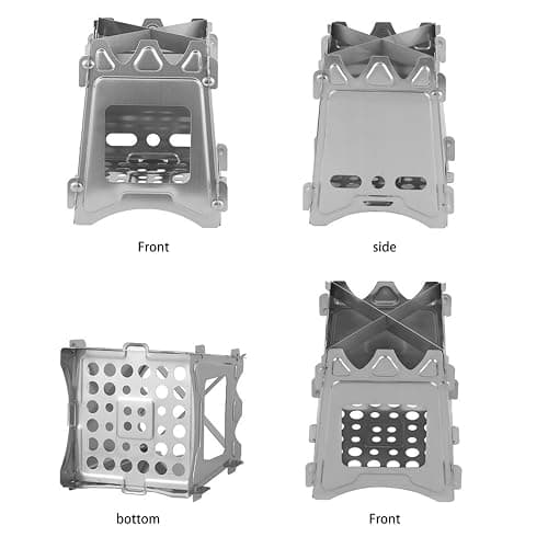 Toguma Small Portable Wood Burning Camping Stove Foldable Backpacking Stove Stainless Steel Camping Stove Outdoor Cooking Stove for Outdoor Hiking Traveling BBQ (Silver) thumbnail 3