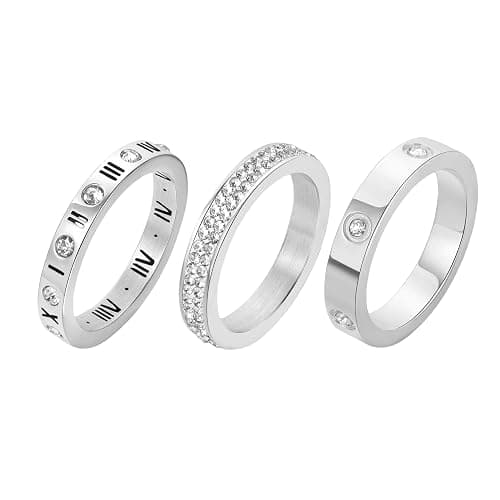 Jarlinwel Love Friendship Ring Cubic Zirconia Gold Ring Sets for Women Stainless Steel Stacking Ring Wedding Statement Thumb Ring Bands - Image 1
