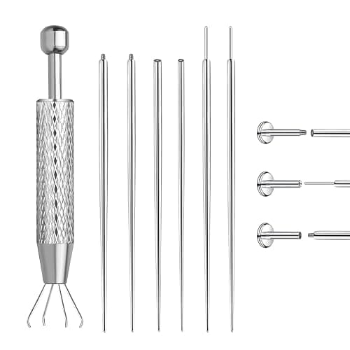 VOJO Piercing Ball Grabber Tool Kit 16G,18G Stainless Steel Flat Back Earrings Applicator with Threaded & Threadless Insertion Pins for Ear Nose Lip Body Jewelry Changes thumbnail 7