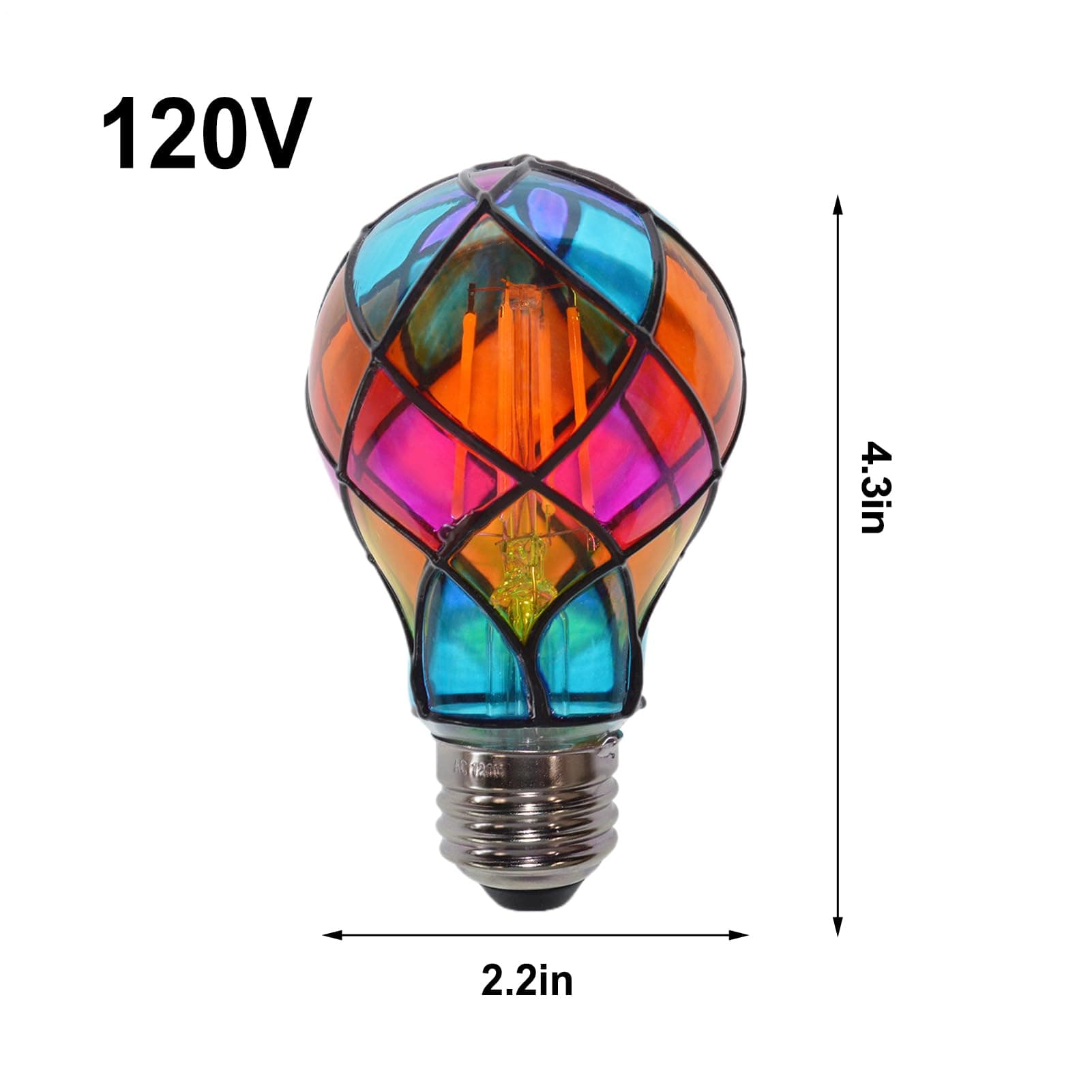 Stained Glass Light Bulbs - E26 4W 120V Colorful LED,Hand Painted Lamp,For Indoor Home Room Night Table Lamp Garden Balcony Party Halloween Christmas thumbnail 6