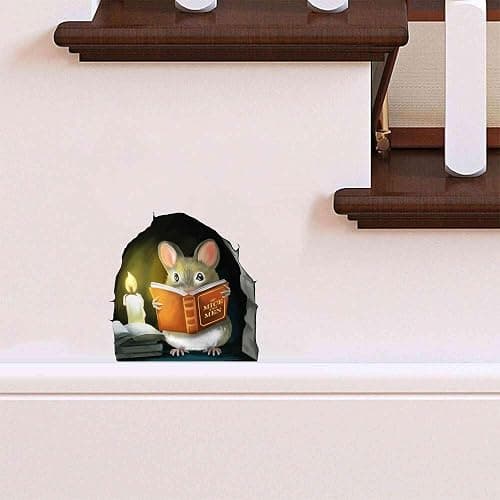 Mouse Reading Book, Wall Decor Sticker Decal, Kids Room, Classroom, Home, Bedroom, Bookcase, Book Lover, of Mice and Men, Children, Adorable, (Mouse Reading Book) thumbnail 3