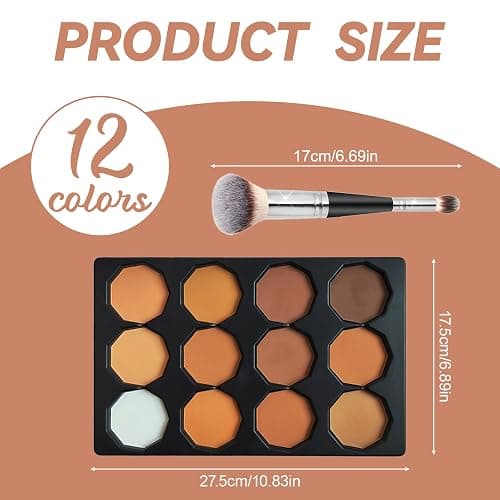 Joyeee 12 Colors Contour Makeup Palette, Highlighter Concealer Bronzer Powder with Make up Brush, Long Wearing Blendable Full Coverage Foundation thumbnail 2