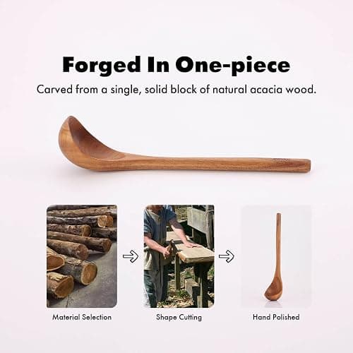 Acacia Wood Utensils Set - 6 Piece Handmade Wooden Spoons for Cooking, Natural Acacia Wood Kitchen Utensils for Non-stick Cookware, Turner, Serving Spoon, Slotted Spoon, Soup Ladle, Spaghetti thumbnail 6