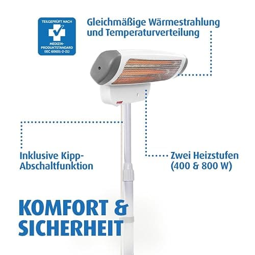 reer Wickeltischstrahler FeelWell 2in1, Standheizstrahler und Wandmontage, 2 Heizstufen, Timer, Kippsicherung, geprüft nach Medizinstandard, Weiß, aus Metall thumbnail 6