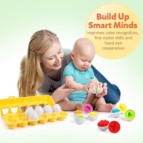 Coogam Matching Eggs 12 pcs Set Color & Shape Recoginition Sorter Puzzle for Toddlers Easter Travel Game Early Learning Educational Fine Motor Skill Montessori Gift for Year Old Kids thumbnail 5