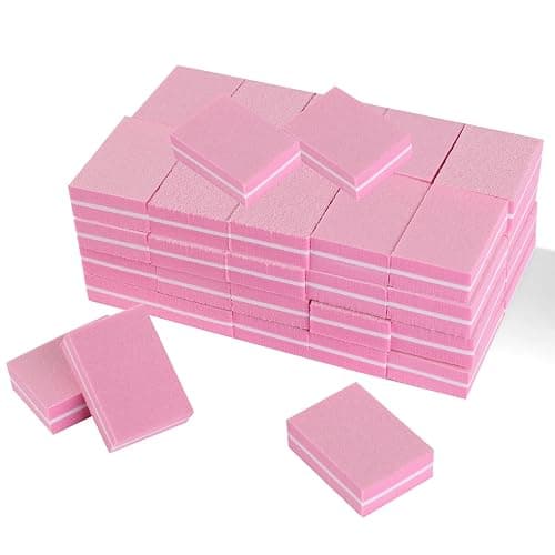 UUDYIGE Mini Nail Buffer Block: 45 Pack 100/180 Grit Sponge Files Pink | Acrylic, Gel and Natural Nails, Shape, Smooth and Prep Surfaces for Home, Salon and Travel Manicures - Image 1