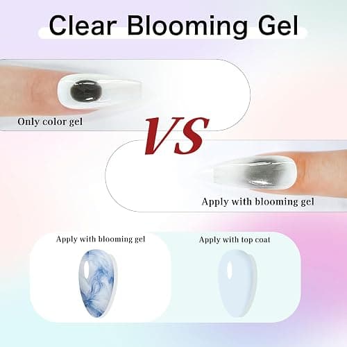Creaglam Blooming Gel Nail Polish: Marble Natural Stone Clear Blossom Gel Polish for Women at Home Art Design - 15ml Nail Glue Spreading Effect - UV LED DIY Nail Salons Color Flower Watercolor Magic thumbnail 3